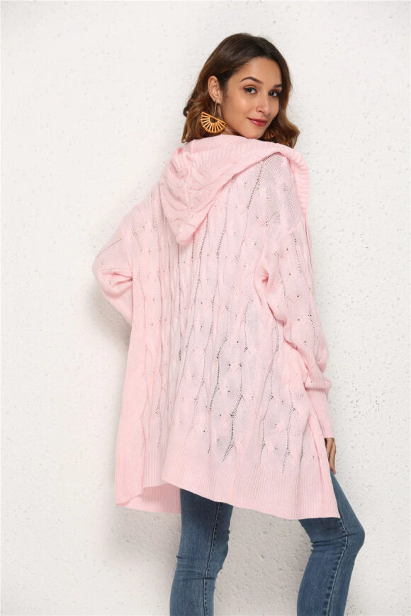 Vellina Cable Knit Hooded Sweater Coat - Image 2