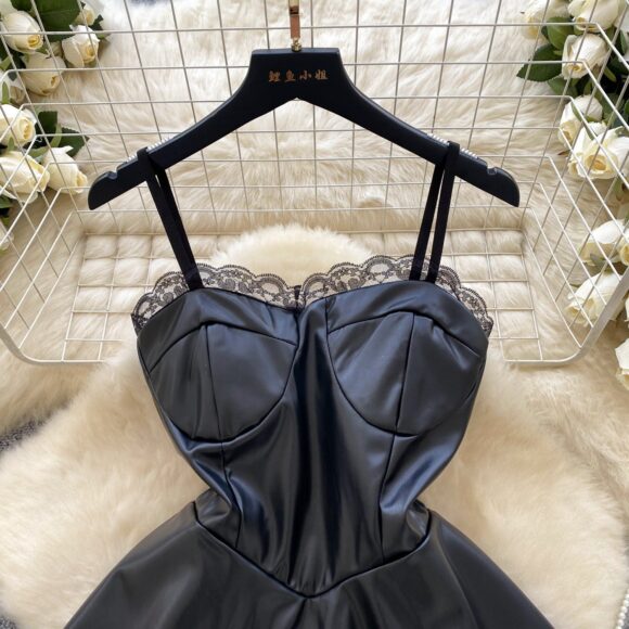 Vellina Black Lace Ruffle Mini Dress - Image 3