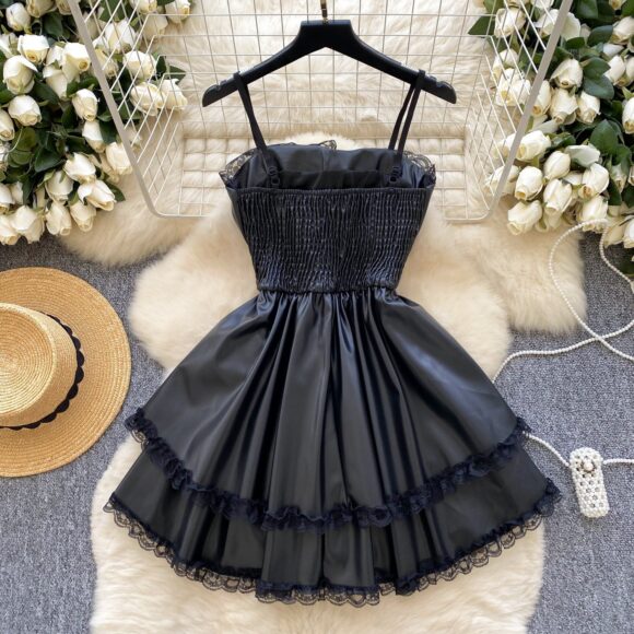Vellina Black Lace Ruffle Mini Dress - Image 4